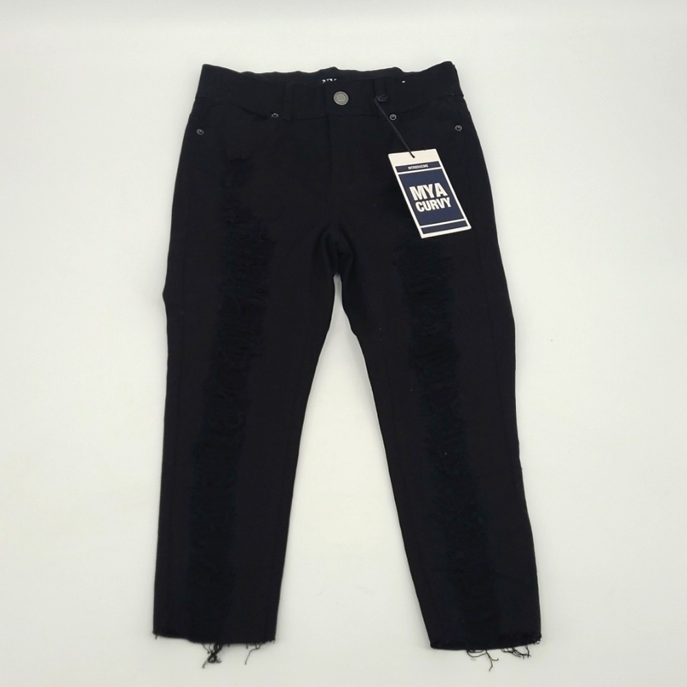 NWT NY&C Black Curvy Sculpting Skinny Cropped Distressed Jean Women's Size 6
